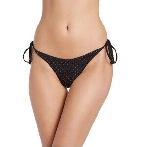 L*Space Black Lennox Studded Dot Tie Side Bikini Bottom NWT Size S